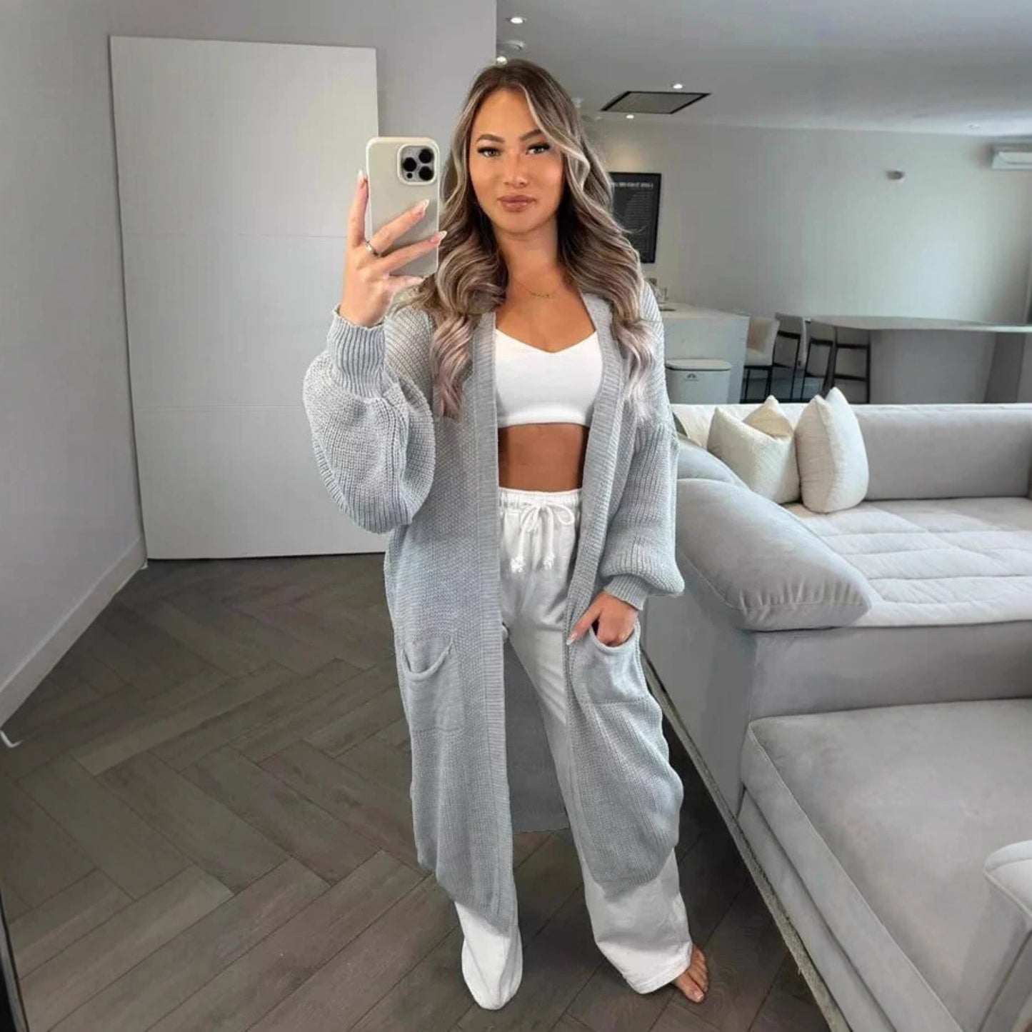 Cardigan en grosse maille pour femmes au style oversized décontracté avec poches pratiques Chic und Still