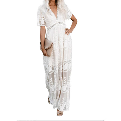 Robe maxi brodée élégante pour femmes Chic und Stil