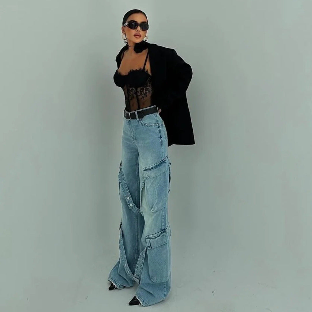 Dames Cargo-Jeans avec des poches frappantes Chic und Stil