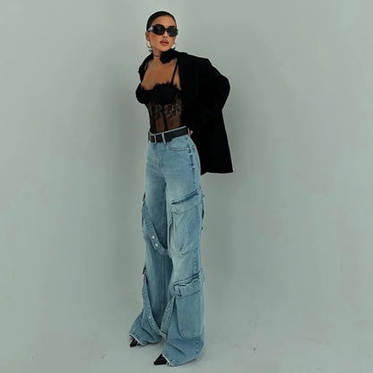 Dames Cargo-Jeans avec des poches frappantes Chic und Stil