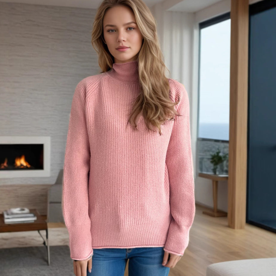 Pull femme avec col haut et motif tricoté texturé Chic und Stil