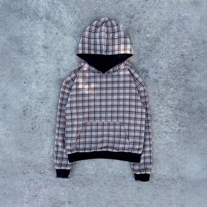 Haut de survêtement décontracté pour femmes avec doublure en matelassé et motif à carreaux contrasté Chic & Stil