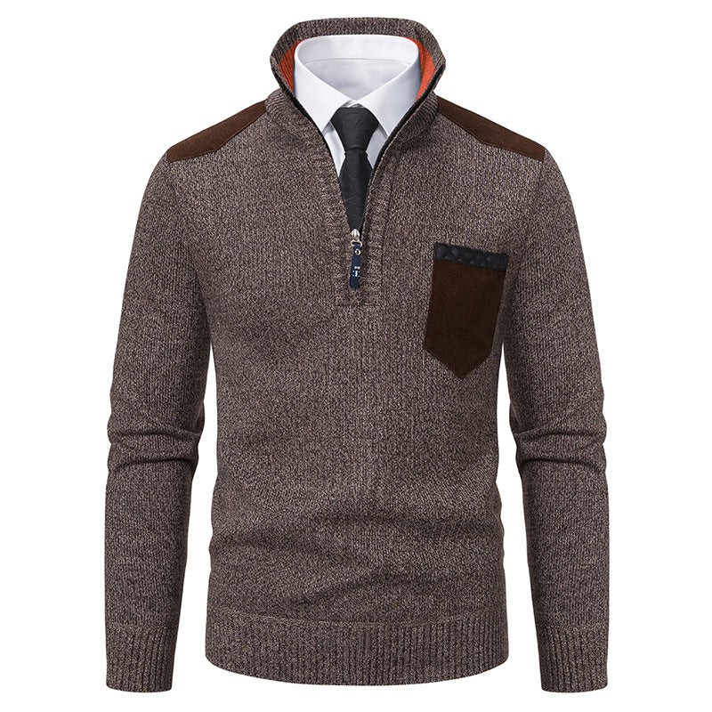 Elegant high collar pullover for men with zipper and structured design Chic and Style
