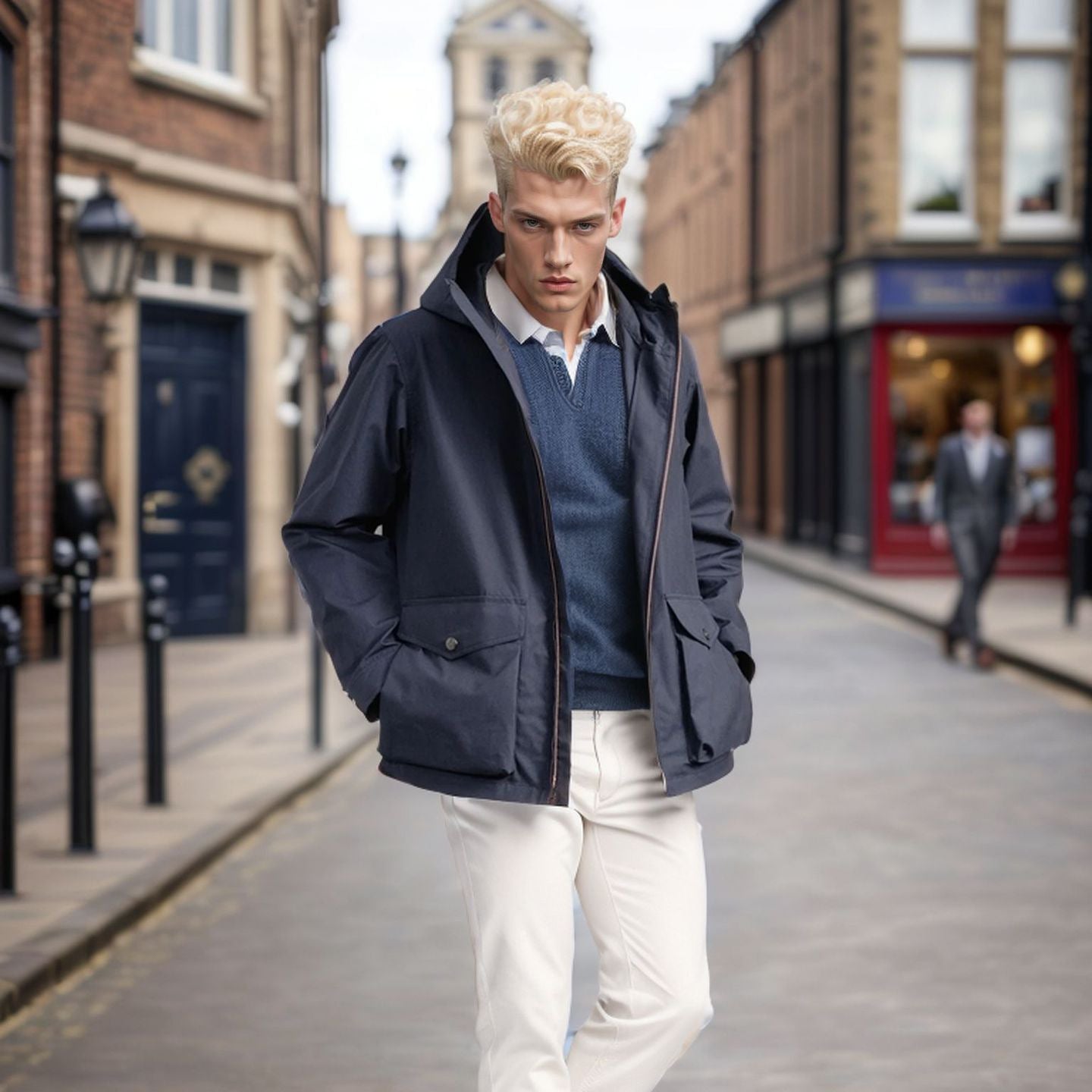 Functional transition jacket for men with adjustable hood collar Chic and Style