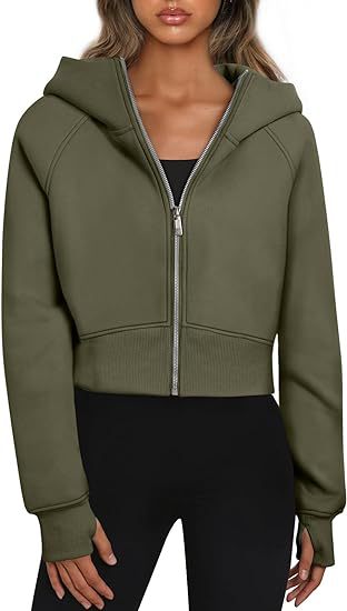 Veste à capuche cropped pour femmes avec fermeture éclair intégrale Chic und Stil
