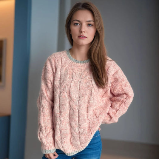 Pull en grosse maille pour femme avec un design de tresse moderne et une coupe décontractée Chic und Stil