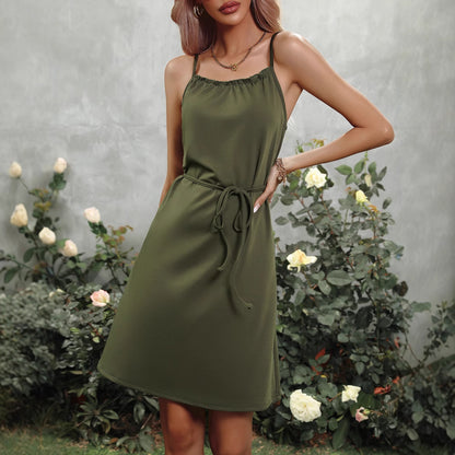 Robe d'été sans manches pour femmes avec cordon de taille ajustable Chic und Stil
