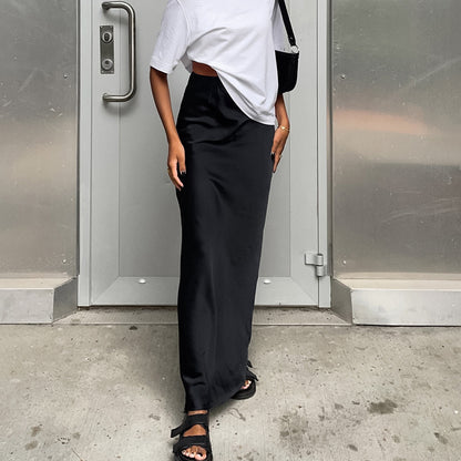 Jupe Maxi en Satin Femmes Chic und Stil