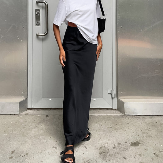 Jupe Maxi en Satin Femmes Chic und Stil