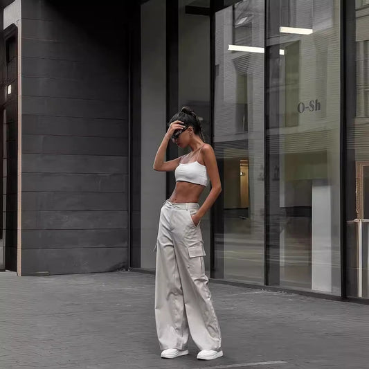 Chic und Stil | Pantalon cargo large pour dames