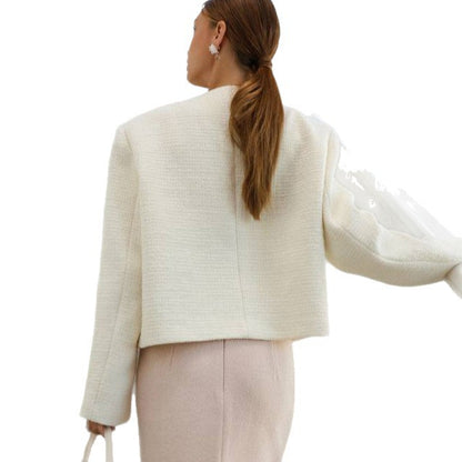 Dames élégante veste en coton avec détails de nœud décoratifs Chic und Stil