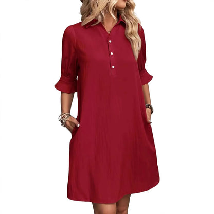 Robe chemise décontractée pour femmes avec manches courtes et poches pratiques Chic und Stil