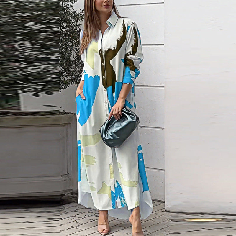 Robe longue à impression artistique pour femmes Chic und Stil