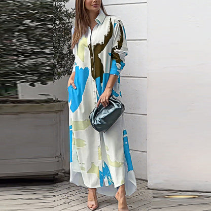 Robe longue à impression artistique pour femmes Chic und Stil