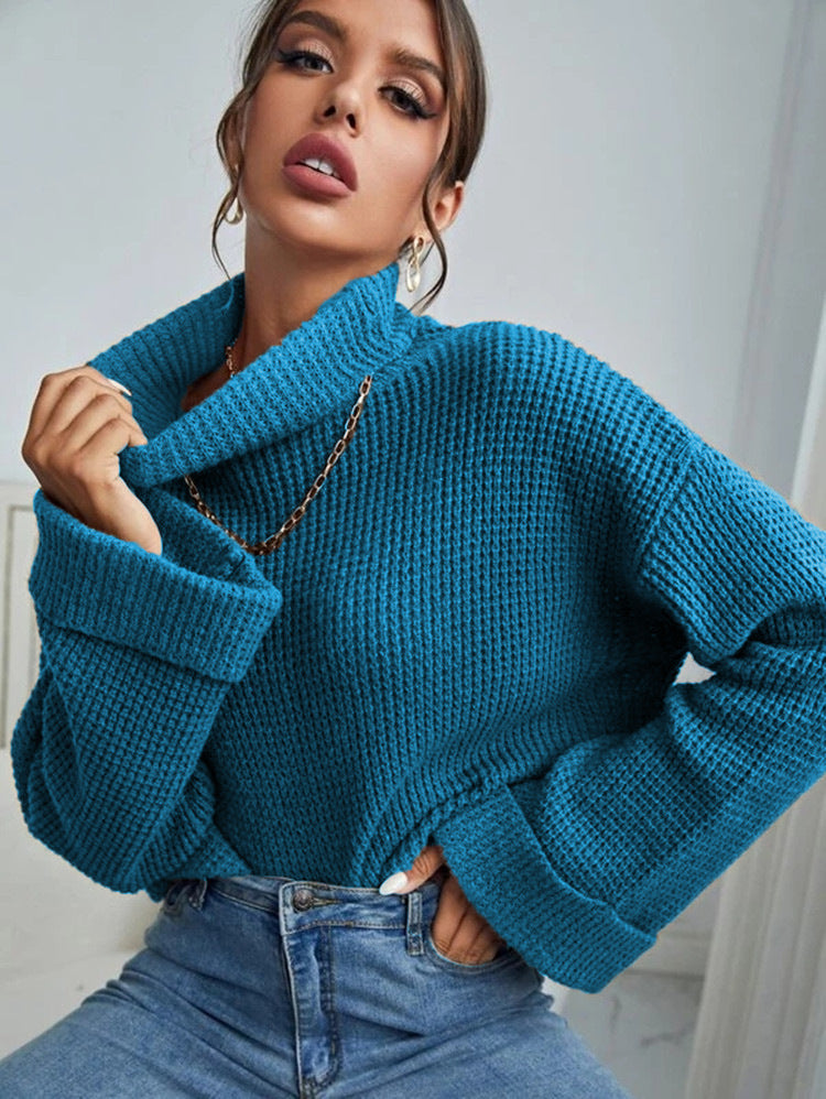 Pull en tricot pour femmes avec col haut et surface texturée Chic und Stil