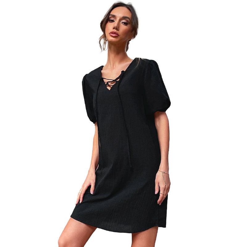Robe mini casual à lacets pour femmes Chic und Stil