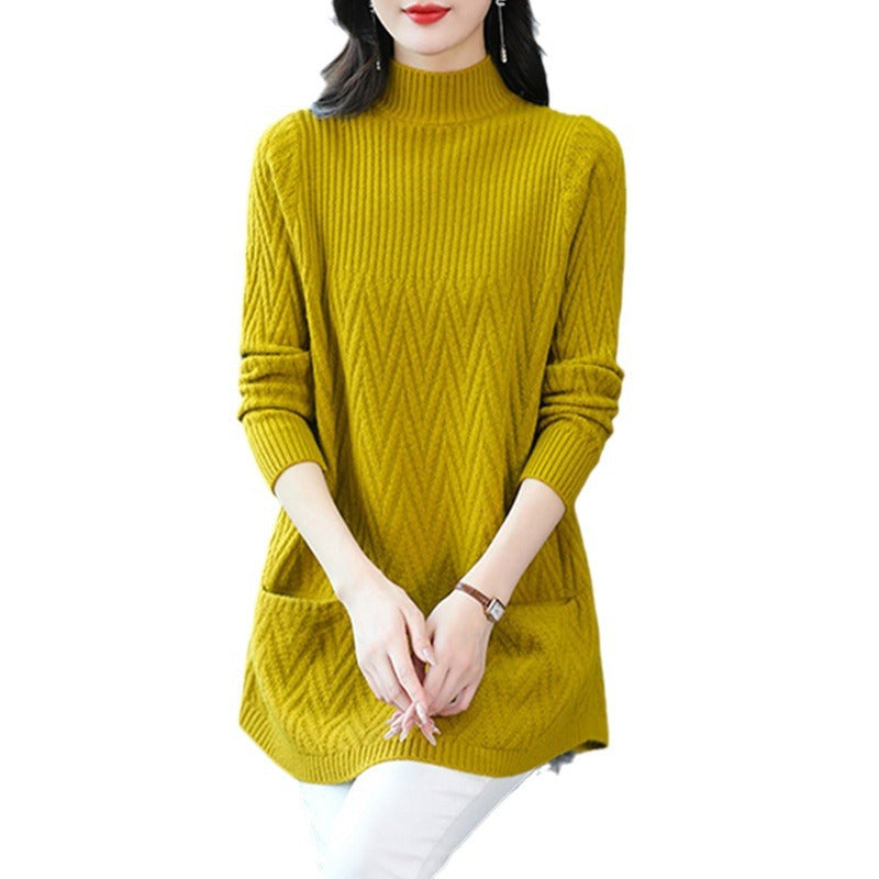 Pull en tricot pour femmes avec motif en zigzag et poches pratiques Chic und Stil