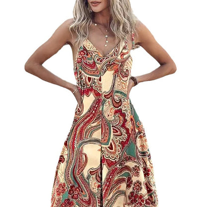 Robe maxi pour femmes avec un motif paisley vivant