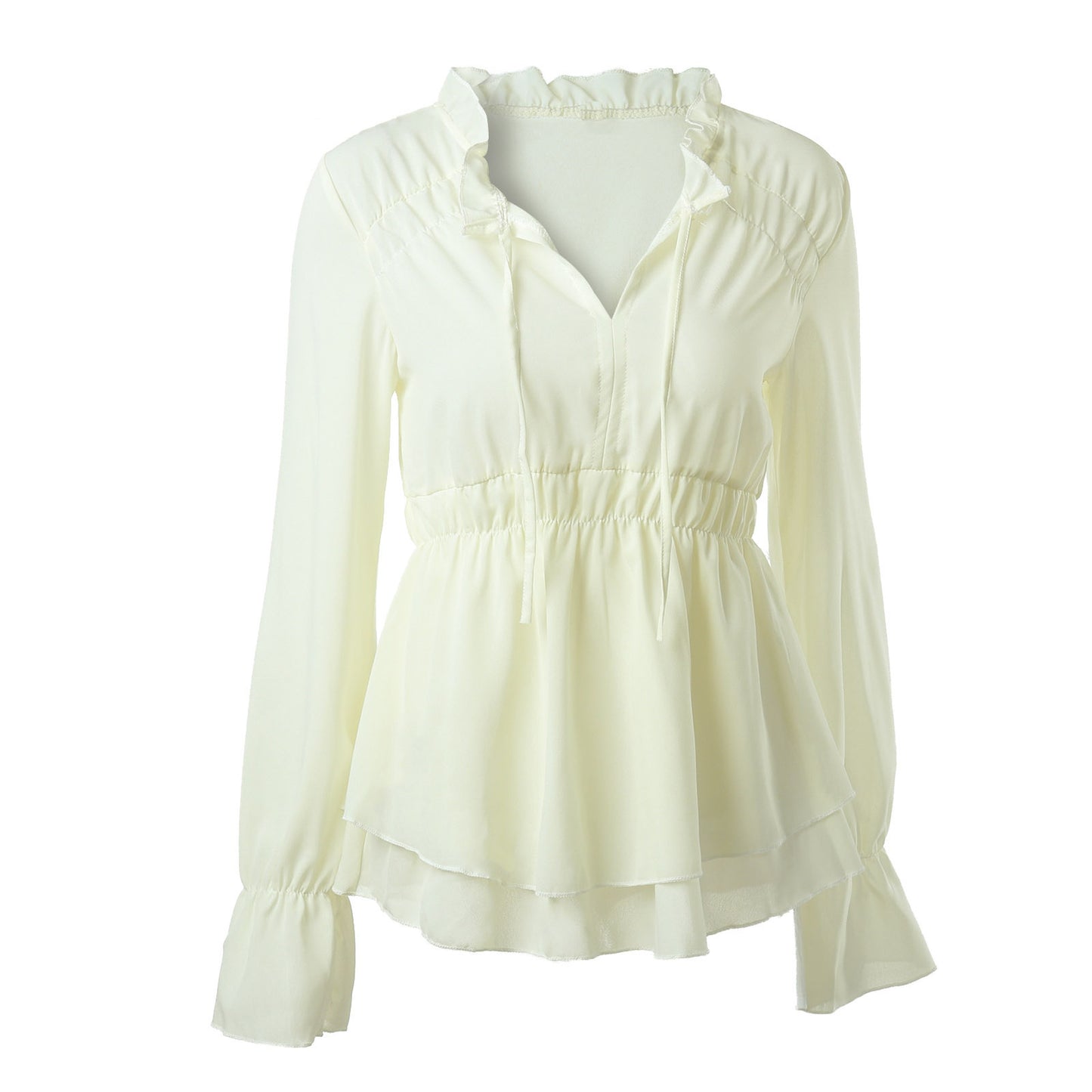 Blouse à volants pour femmes avec taille élastique et manches longues Chic und Stil