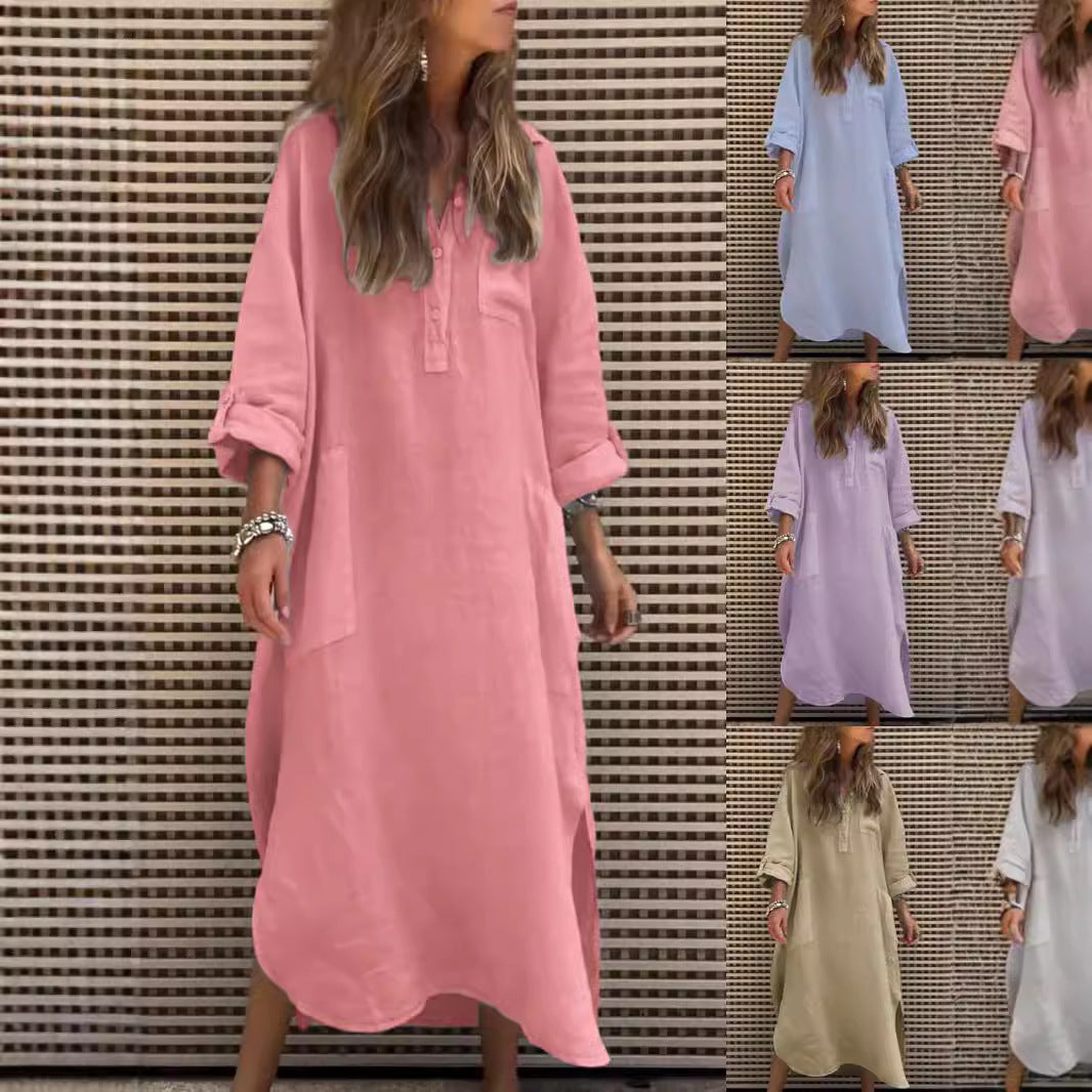 Robe chemise décontractée pour femmes avec fermeture à boutons et poches pratiques Chic und Stil