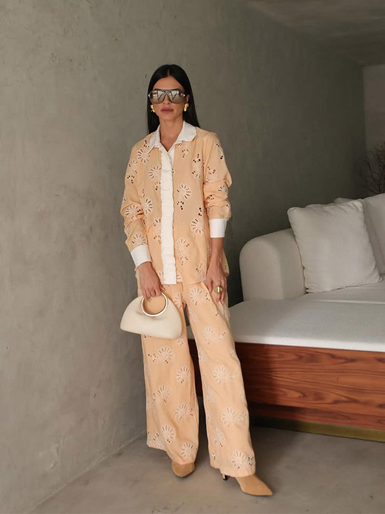 Dames deux pièces avec des motifs au crochet décoratifs et une coupe large Chic und Stil