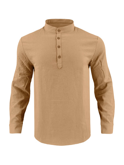 Chemise élégante pour hommes à manches longues avec col montant à la mode et surface texturée Chic und Stil