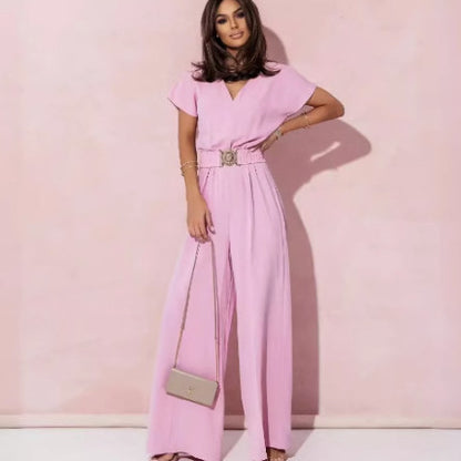 Dames élégant combi-pantalon avec détail ceinture Chic und Stil