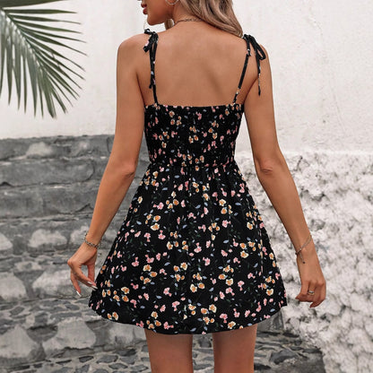 Robe mini florale femme avec bretelles spaghetti réglables Chic und Stil