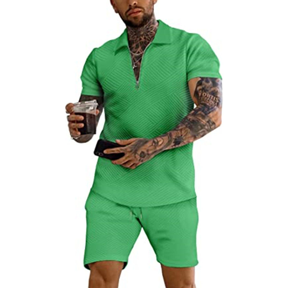 Costume décontracté à col zippé structuré pour hommes Chic und Stil