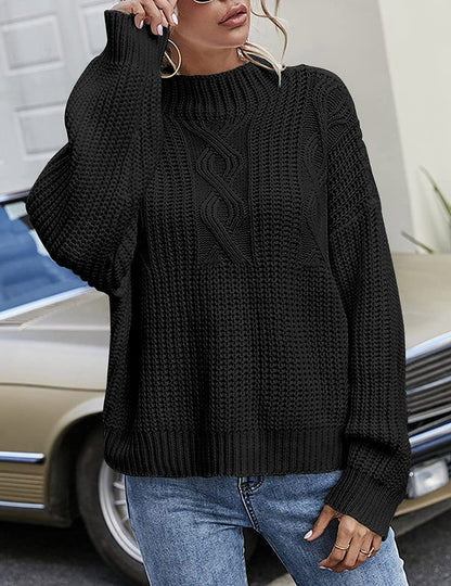 Pull en tricot décontracté pour femmes avec un décolleté rond profond et une coupe ample Chic und Stil