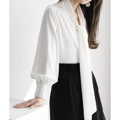 Blouse Élégante à Nœud Avant pour Femme Chic und Stil