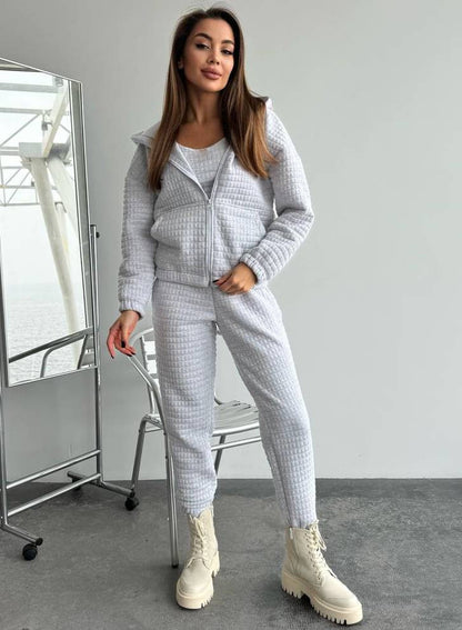 Dames Ensemble de loungewear en polaire confortable avec sweat à capuche Chic und Stil