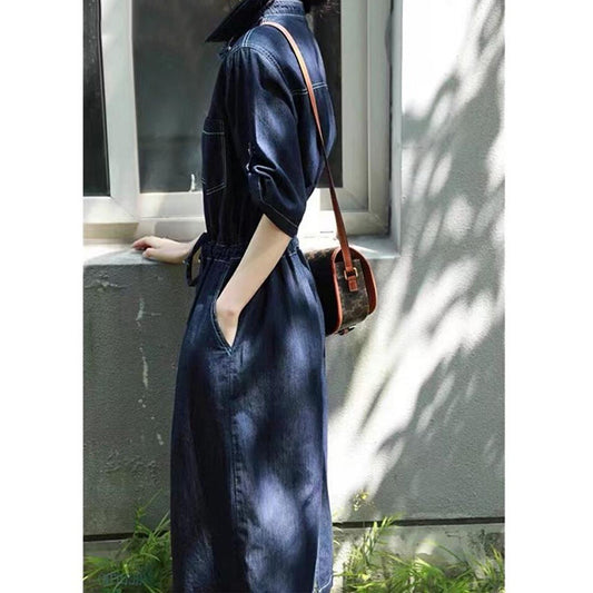 Robe Chemise en Jean Femme Chic und Stil