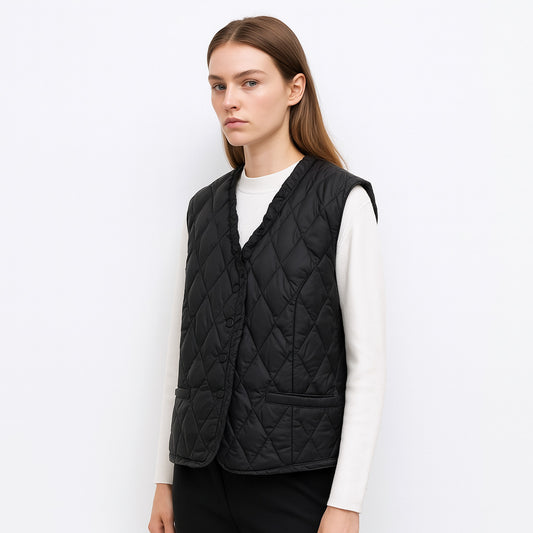 Dames gilet matelassé avec coupe asymétrique Chic und Stil