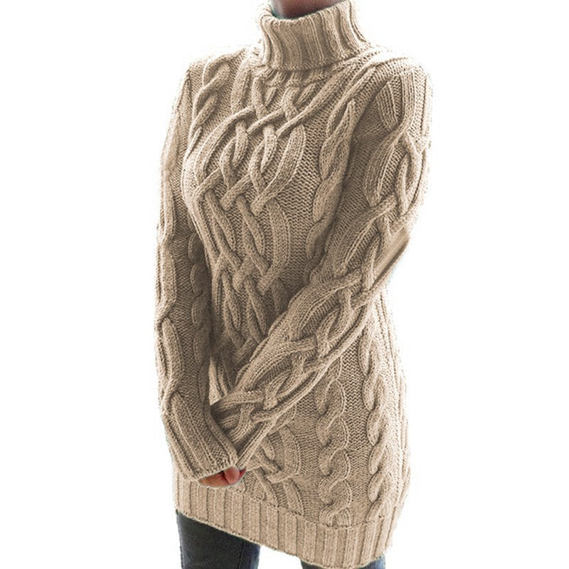 Pull-over en grosse maille pour femmes avec col montant et motif en torsade Chic und Stil