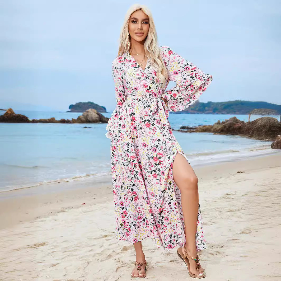 Dames Élégant Florale Maxi Robe Chic und Stil
