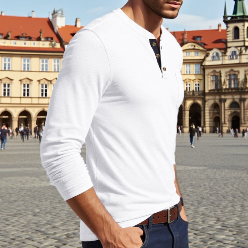 Chemise Henley à manches longues pour hommes avec boutons et accents élégants Chic und Stil
