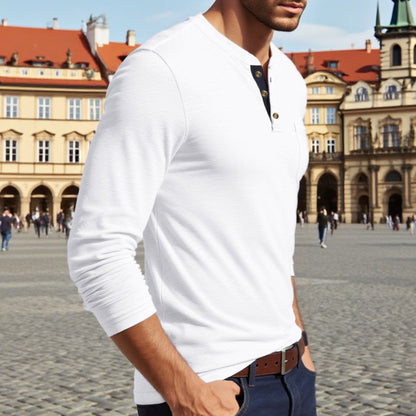 Chemise Henley à manches longues pour hommes avec boutons et accents élégants Chic und Stil