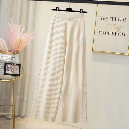 Pleated palazzo pants for women with button details Chic and Style