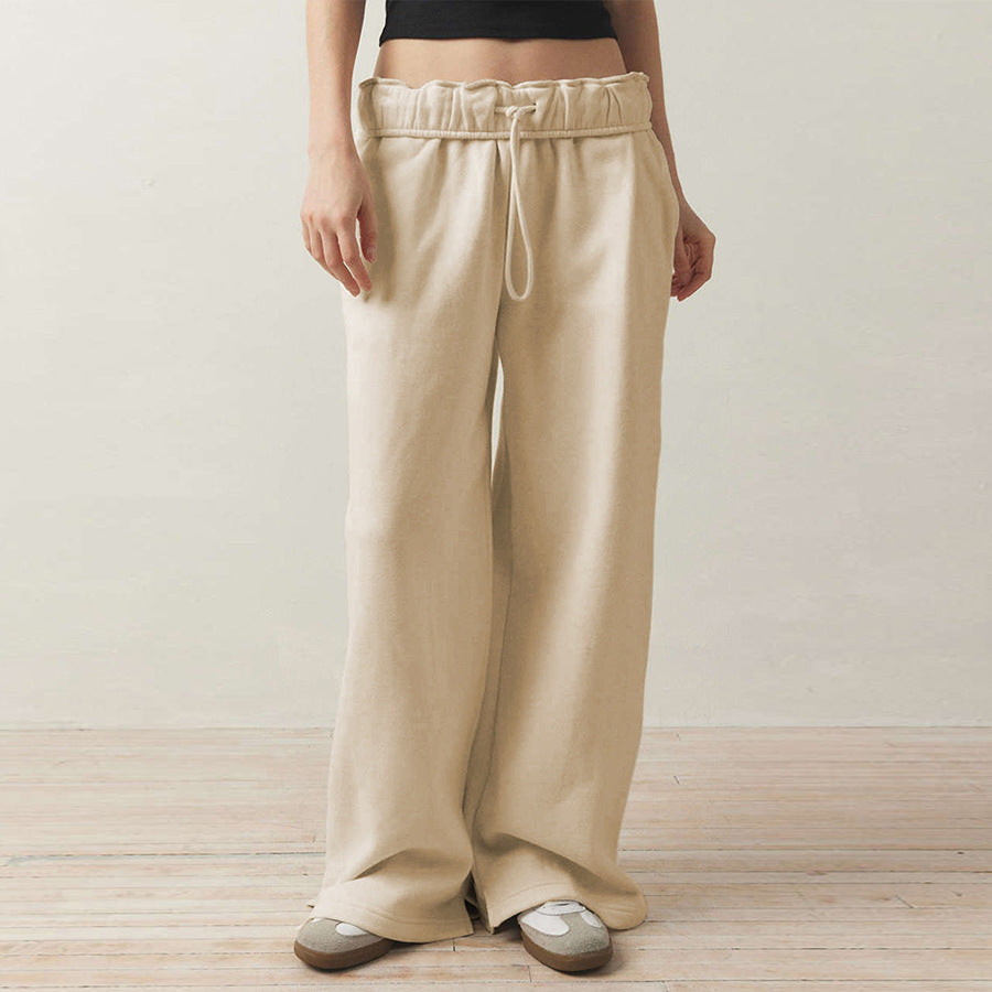 Chic and Stylish wide casual pants for ladies with elastic waist and drawstring