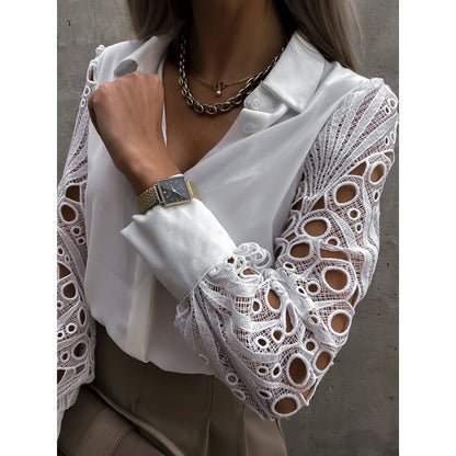 Dames Élégante blouse avec des manches en dentelle romantiques Chic und Stil
