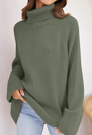 Dames pull en cachemire à maille fine avec col haut et coupe ample Chic und Stil