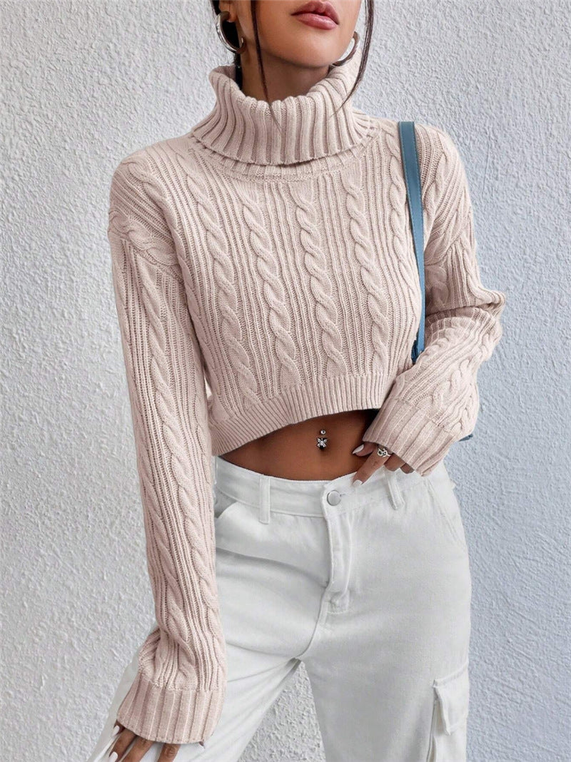 Pull en grosse maille pour femmes avec col haut Chic und Stil