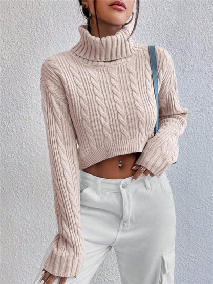 Pull en grosse maille pour femmes avec col haut Chic und Stil