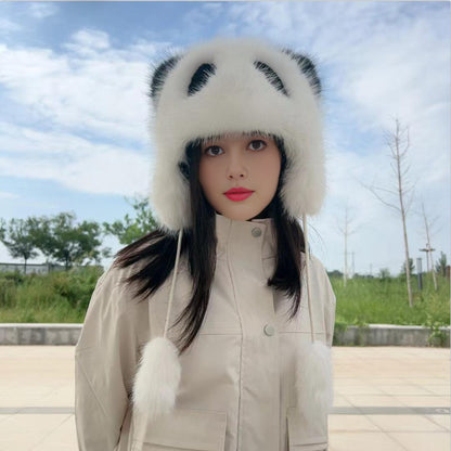 Dames Bonnet en peluche Panda avec oreilles tendance Chic und Stil