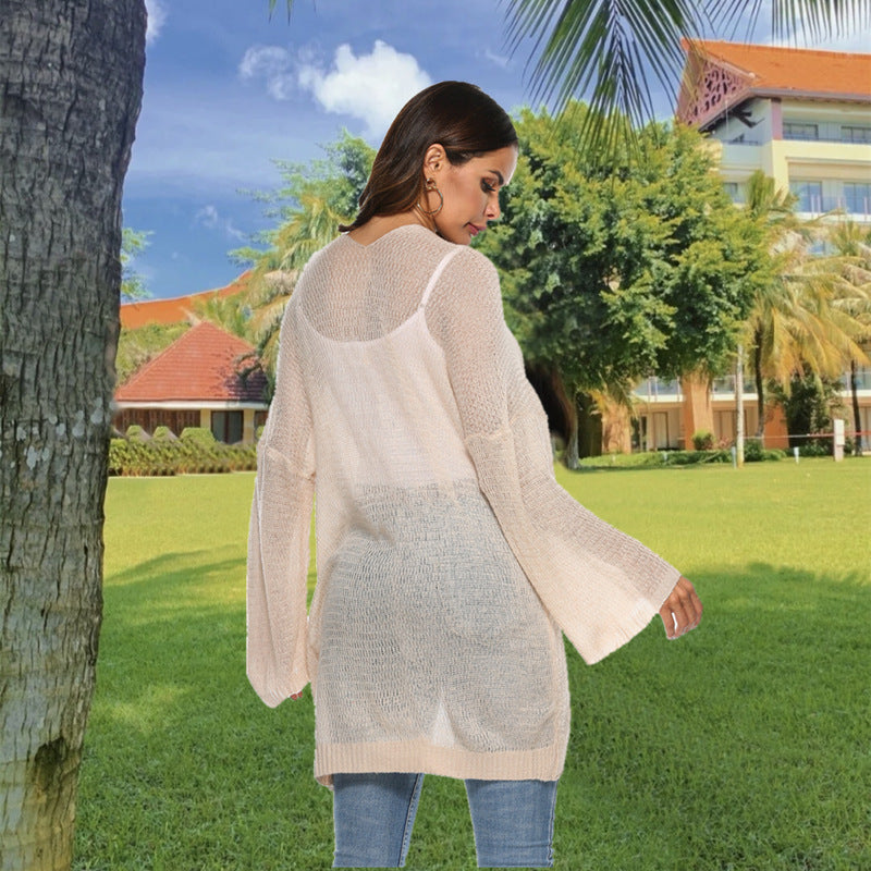 Femme Pull en tricot long à coupe ample et manches confortables Chic und Stil