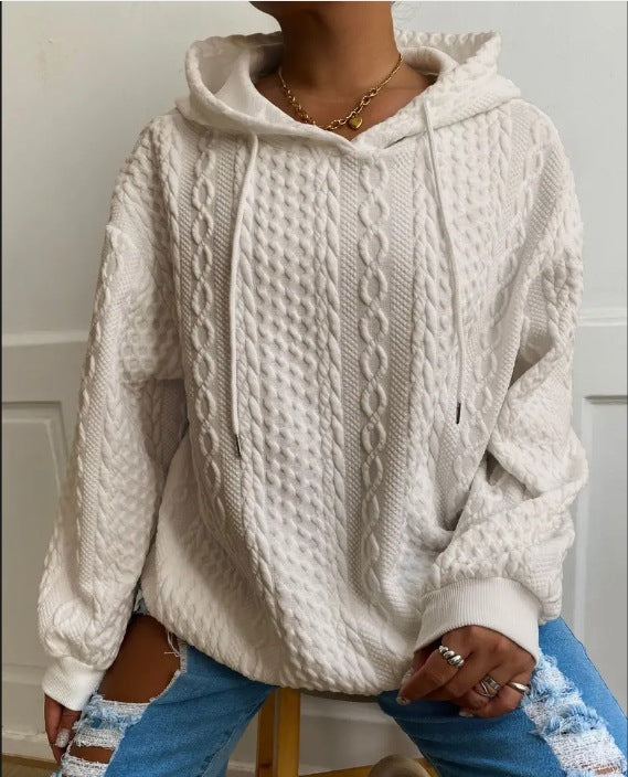 Pull en tricot oversized pour femmes avec effet câble créatif et capuche Chic und Stil