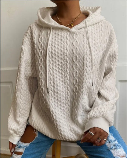 Pull en tricot oversized pour femmes avec effet câble créatif et capuche Chic und Stil