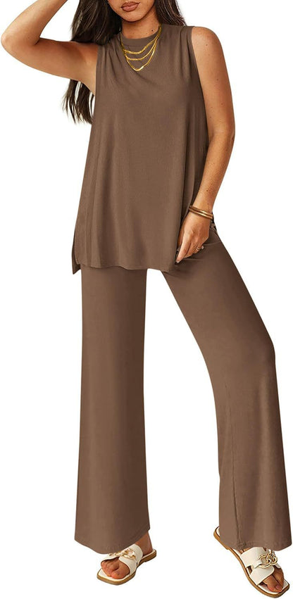 Dames Haut décontracté et ensemble de pantalon large Chic und Stil