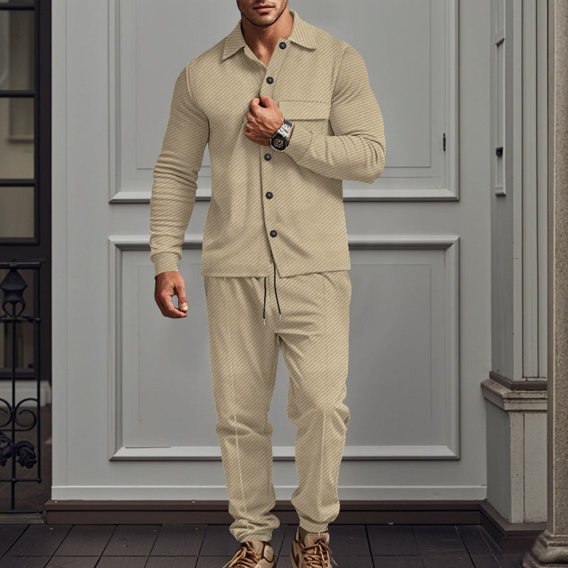 Casual long sleeve t-shirt set for men and chic jogging pants